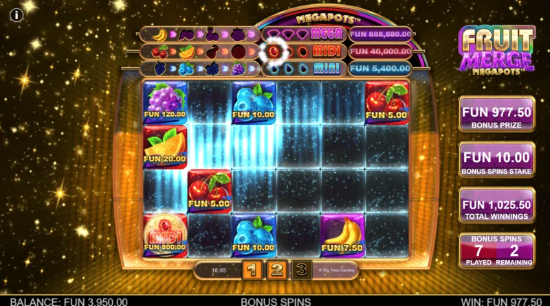 Fruit Merge Megapots – Hold and Spin žaidimo ekranas