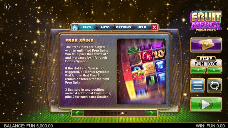 Fruit Merge Megapots – informacija apie Free Spins ir daugiklį