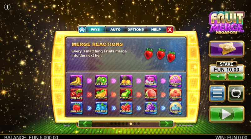 Fruit Merge Megapots – vaisių susijungimas Hold and Spin žaidime